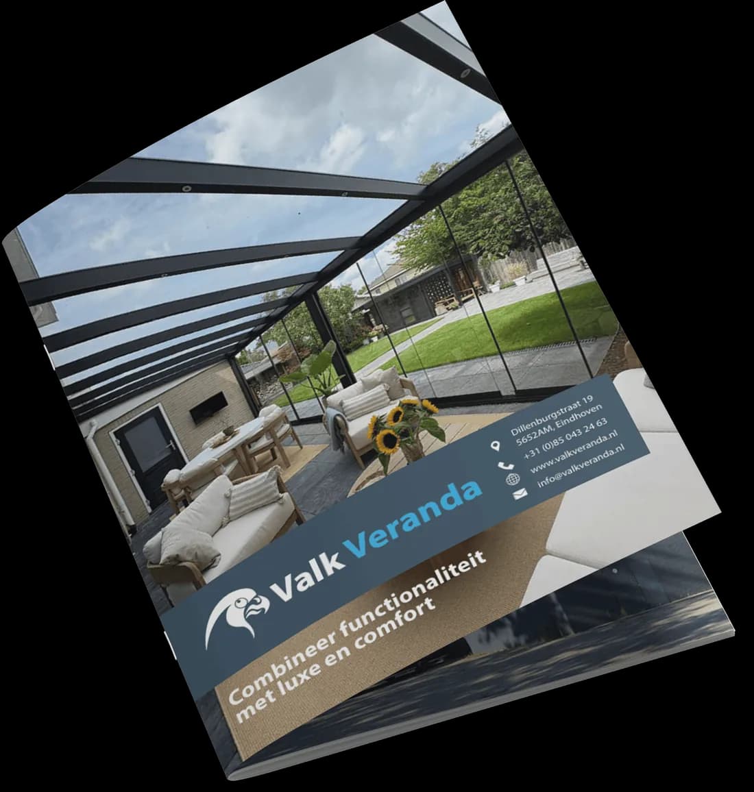 De brochure van Valk Veranda, opengeslagen